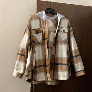 Flannel hooded jacket